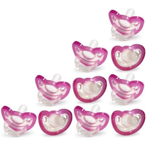 RaZbaby Jollypop Pacifier for Babies 3 Months and Up, USA Made, Natural Shaped Orthodontic Binky, Lovingly Shared in NICUs & Hospitals Worldwide, Medical-Grade 100% BPA-Free - 4 Pack - Pink