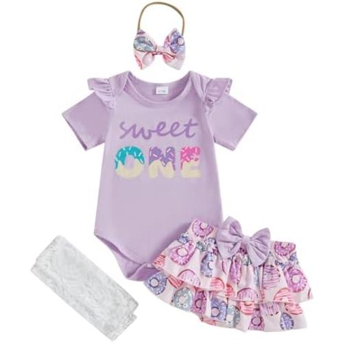 BeQeuewll Newborn Baby Girl Christmas Outfit 1st Christmas Clothes Long Sleeve Romper+Bloomers Tutu Skirt+Socks+Headband 4Pcs