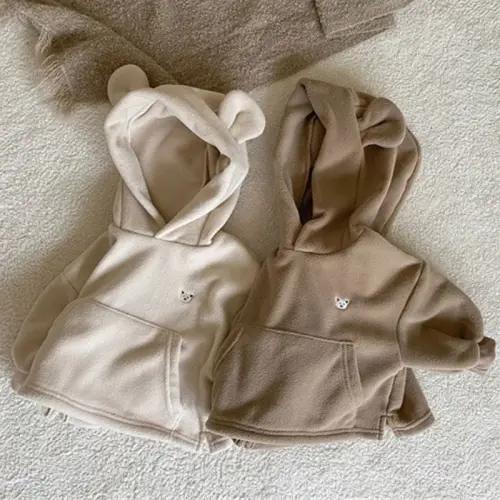 2024 Spring New Baby Boy Bear Hooded Sweatshirt Toddler Girls Cotton Clothes Embroidery Tops Kids Hoodies Outwear - AliExpress