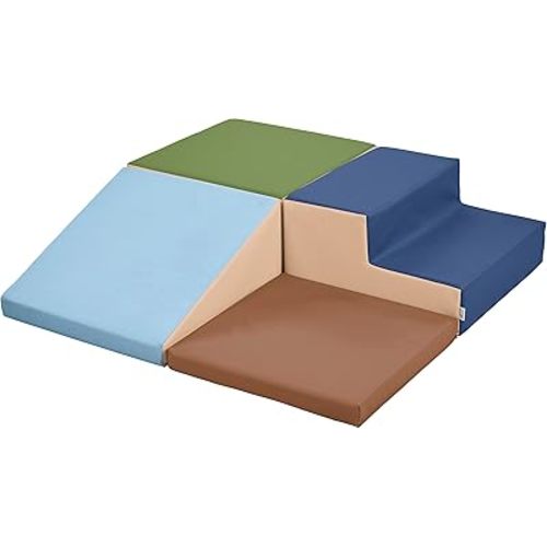 ECR4Kids SoftZone Junior Little Me Corner Climber, Beginner Playset, Earthtone, 4-Piece