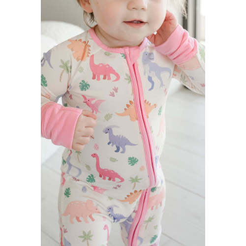 Convertible Bamboo Zip Romper in Little Fossil Pink | Caden Lane