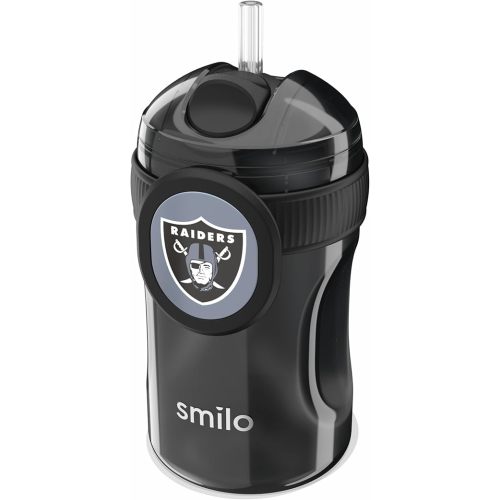 Smilo Straw Cup - Las Vegas Raiders Officially Licensed NFL Sippy Cup - Baby and Toddler Cup with Weighted Silicone Straw and 8.5 oz Capacity - BPA-Free