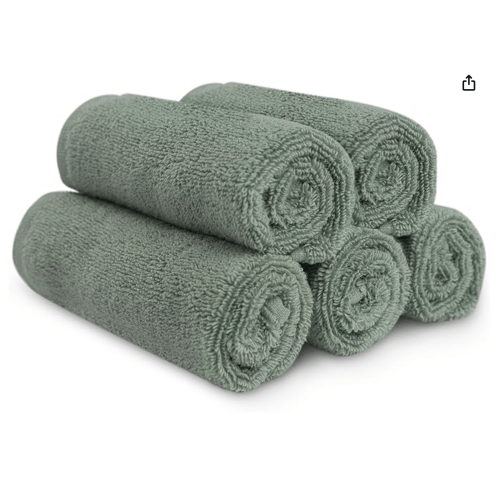 Natemia Organic Baby Washcloths (5 Pack, 12” x 12”) – 100% Organic Cotton – Ultra-Soft Baby Towels for Sensitive Skin – Newborn, Boys & Girls – Bathtime Wash Cloths, Baby Registry Must-Have (Sage)