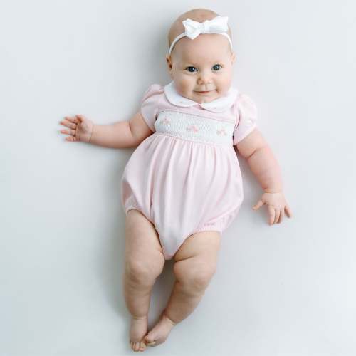Willow's Classics Smocked Short Sleeve Bubble - Pink