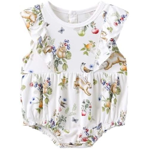 Baby Girls Sleeveless Bodysuits Toddler Ruffled Bodysuit Viscose from Bamboo Cute Infant Girl Outfit Clothes 0M-2T