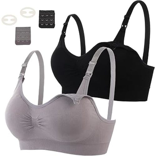 2 Pack Nursing Bras for Breastfeeding Maternity Bra Breastfeeding Wirefree Seamless Pregnancy Bralette for Womens