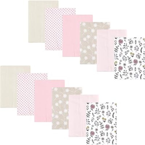 Hudson Baby Unisex Baby Flannel Burp Cloth 12pk, Dandelion Wish, One Size