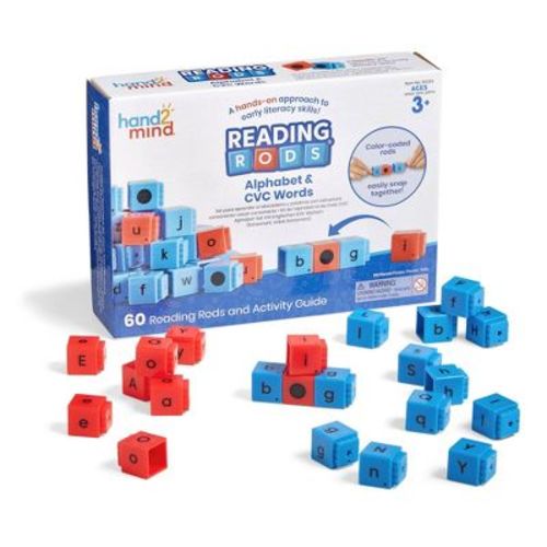 Hand2Mind Reading Rods Alphabet and CVC Words: Preschool Learning Toys for Reading & Writing Skills
