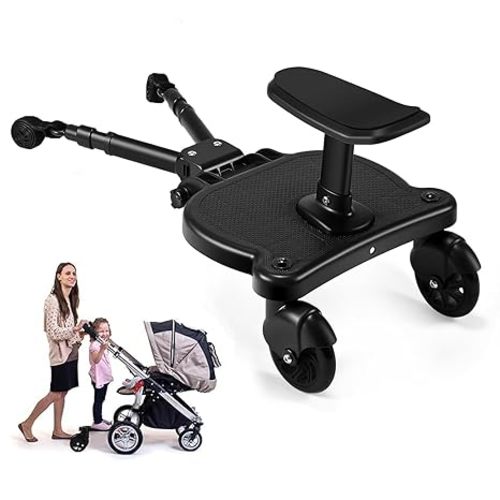 Universal Stroller Board with Detachable Seat,Stroller Board,Buggy Board Suitable for Most Brands of Strollers, Holds Children Up to 55lbs (Black)