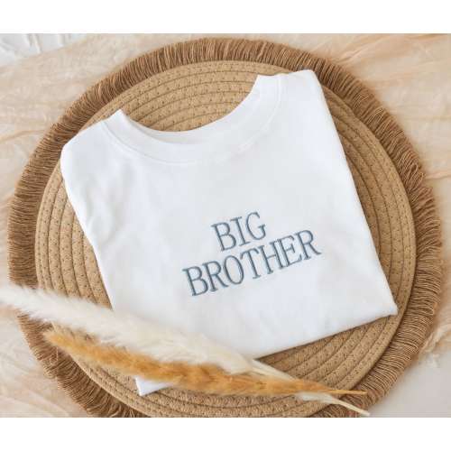 Embroidered Big Brother Tshirt, Toddler Tshirt, Toddler Crewneck, Custom Embroidered Toddler Tshirt, Neutral Toddler Tshirt, BBR0-C-U-97