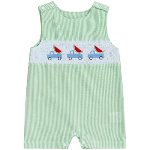 SAYOO Newborn Baby Boy Tractor Clothes A Little Dirt Never Hurt Embroidery Romper Jumpsuit Farm Baby Coming Home Shortalls