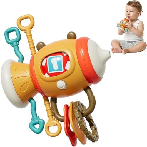 5 in 1 Montessori Busy Board Sensory Toy for Toddlers 1-3, Pull String Fidget Baby Toys 6-12 Months, Infant Carseat Plane Travel Activity, Educational Learning Birthday Gift for 1 2 Year Old Boy Girl