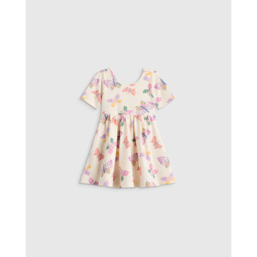 Organic Cotton Skater Dress - Baby Girl in Pink Poppy Floral