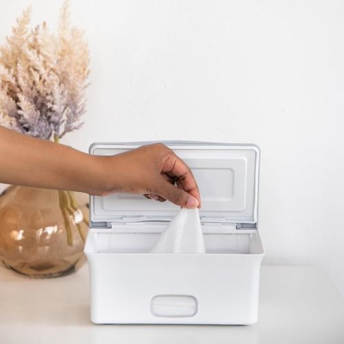 Ubbi Baby Wipes Dispenser with Weighted Plate, Gray