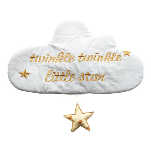 Harriet Bee Cotton Cloud Wall Hanging With Star And Embroidery, "Twinkle Twinkle Little Star" | Wayfair