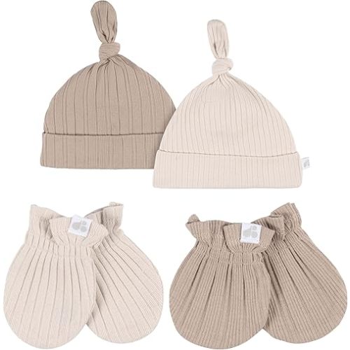 Just Born 4 Piece Baby Hat and Mittens