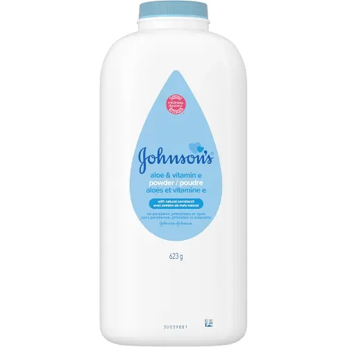 Johnson's Baby Powder, Naturally Derived Cornstarch with Aloe & Vitamin E for Delicate Skin, Hypoallergenic and Free of Parabens, Phthalates, and Dyes for Gentle Baby Skin Care 623g