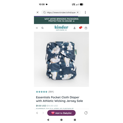 Essentials Pocket Cloth Diaper with Athletic Wicking Jersey Sale