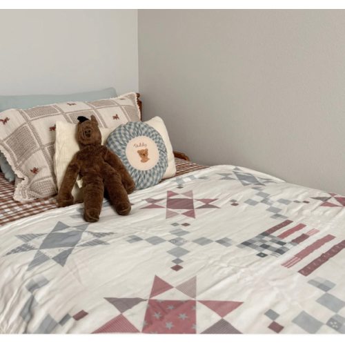 Vintage American Flag QUILTED 6 Layer Gauze Blanket