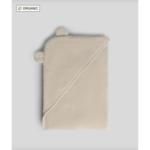 Organic Hooded Toddler Towel with Ears in Natural
