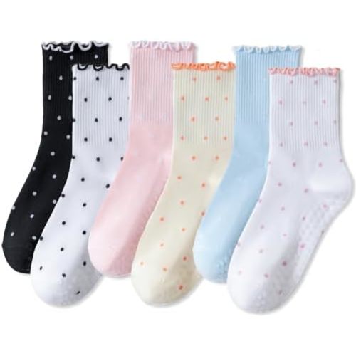 Women Non Slip Pilates Grip Socks, Cute Grippy Socks for Yoga Barre