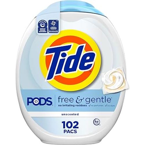 Tide PODS Free & Gentle Laundry Detergent Soap Pacs, 102 Count, Laundry Detergent Pacs, Laundry PODS Detergent