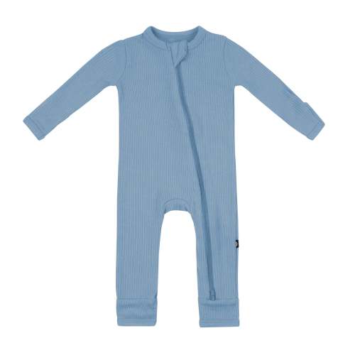 Ribbed Zipper Romper in Slate | Bamboo Romper | Kyte Baby