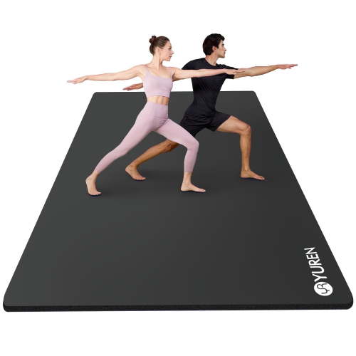 YR Large Yoga Mat for Home Gym Workout 10mm Thick Black 78 x 51 inch