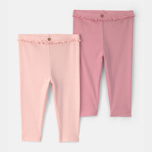 Baby Girl 2-Pack Cotton Pants - Pink | Carter’s Oshkosh Canada