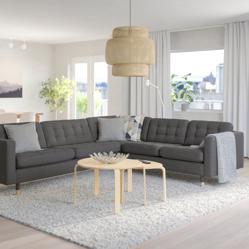 MORABO Sectional, 5-seat corner - Gunnared dark gray/wood