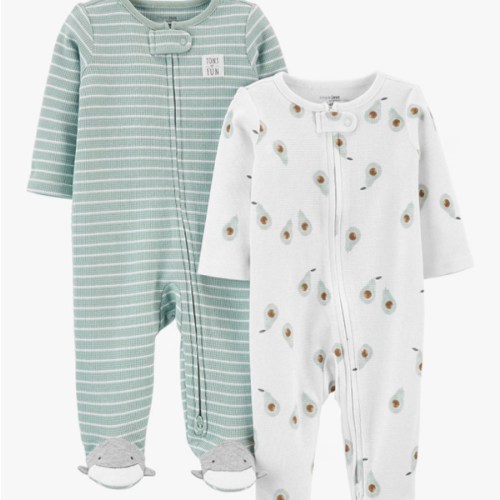 Simple Joys by Carter's Baby Boys' 2-way Zip Thermal Footed Sleep and Play, Pack of 2