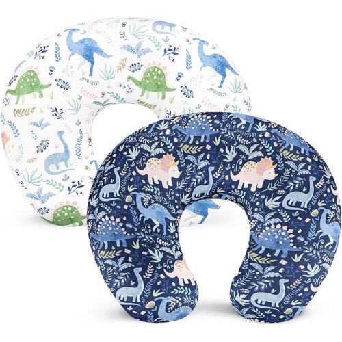 Pea Pod Nursing Pillow Cover 2 Pack Soft & Adorable Slipcovers for Breastfeeding Pillows, Comfortable Stretchy Feeding Pillow Covers for Baby Girls Boys Newborn, Removeable Pillow Case (Dinosaur)