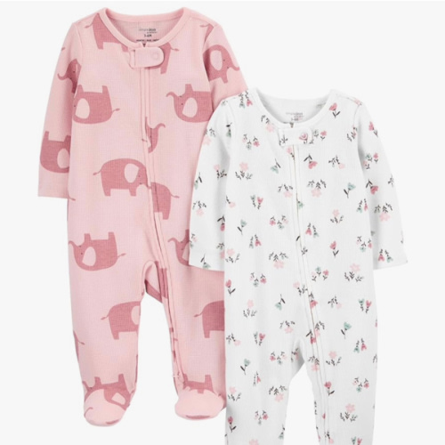 Simple Joys by Carter's baby-girls 2-way Zip Thermal Footed Sleep and Play, Pack of 2