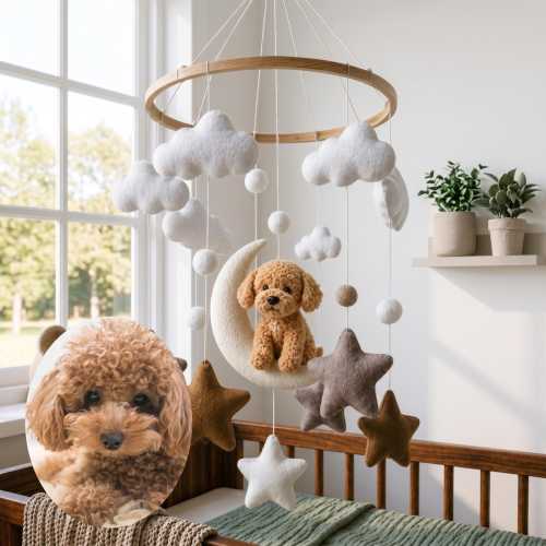 Custom Dog Baby Mobile, Crochet Baby Mobile, Custom Puppy Nursery Decor, Crib Mobile, Nursery Mobile, Baby Shower Gift, Newborn Gift