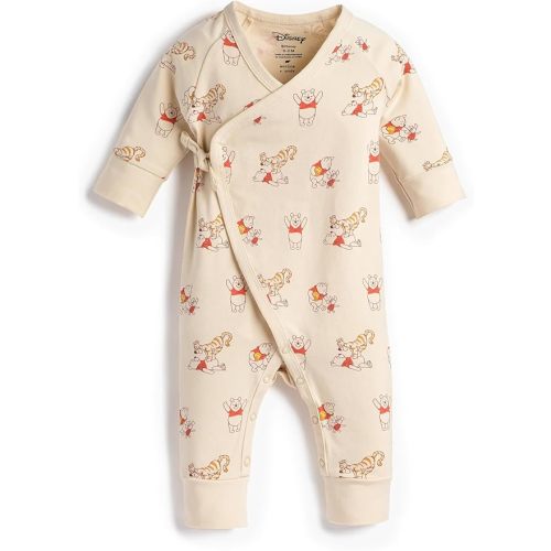 monica + andy Kimono Tie Long Sleeve One Piece, 100% Organic Baby Clothes for Girls & Boys, Preemie, Newborn & Infant