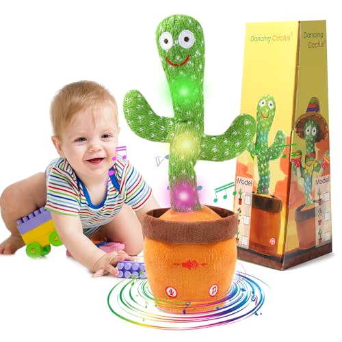 MIAODAM Christmas Dancing Talking Cactus Toy for Baby Toddler, Colorful Glowing Repeating What You Say, Singing Talking Mimicking Toy for Baby Dancing Cactus,Toys Gift for Kids Grandkids1 Year Old