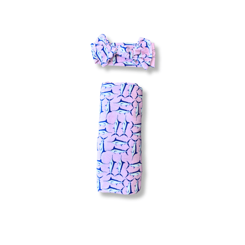 Marlin Mambo Pink Bow & Swaddle Set