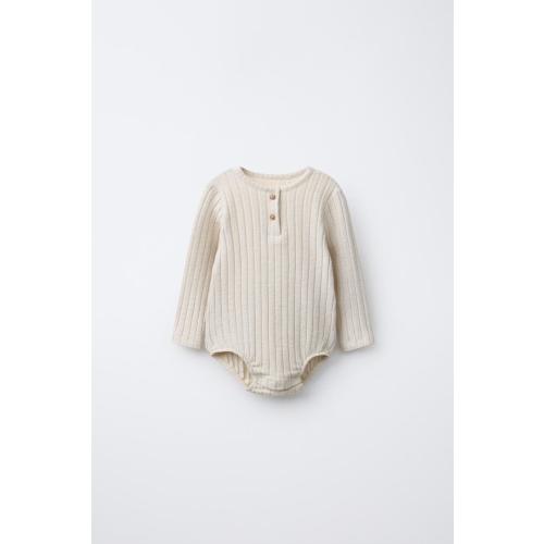 SOFT TOUCH RIBBED BODYSUIT - Beige | ZARA United States