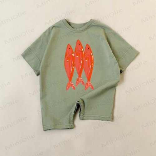 Baby Red Sardines Green Romper