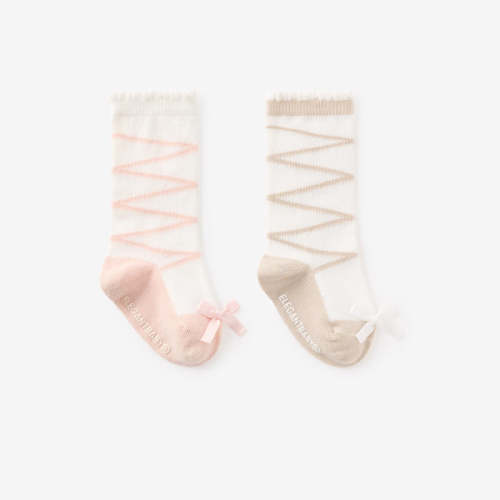 Ballet Knee-High Non Slip Baby Socks 2 Pack PINK / 0-12M
