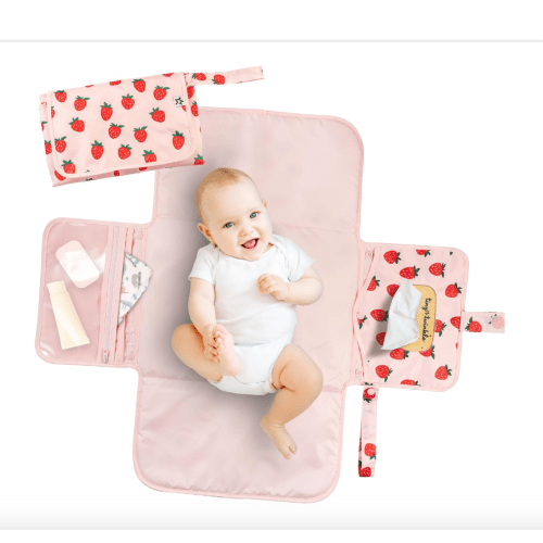 Tiny Twinkle Portable Diaper Changing Pad | Waterproof, Wipeable & Compact Baby Changing Pad for Travel | Smart Wipes Pocket & Organized Storage| Newborn Shower Gift (Sage Checkers)