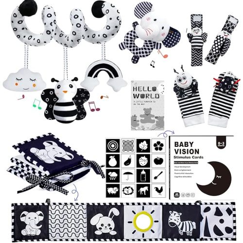 Black and White Sensory Toys for Babies,Montessori Toys for Babies,High Contrast Baby Toys for Toddlers Kids Early Learning Newborn Brain Development Toys Baby Gifts