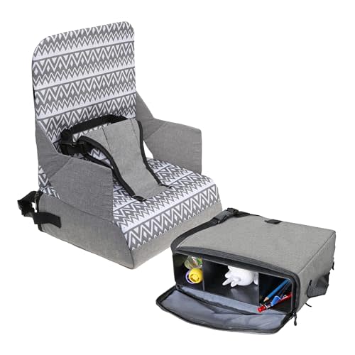 Dreambaby Grab ‘N Go Travel Booster Seat – Portable Toddler High Chair for Dining (6M-3Y) with Storage & Shoulder Strap