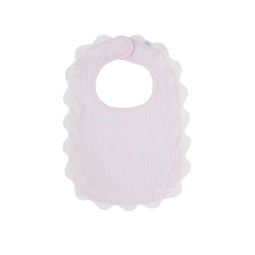 Pink Seersucker Scallop Bib