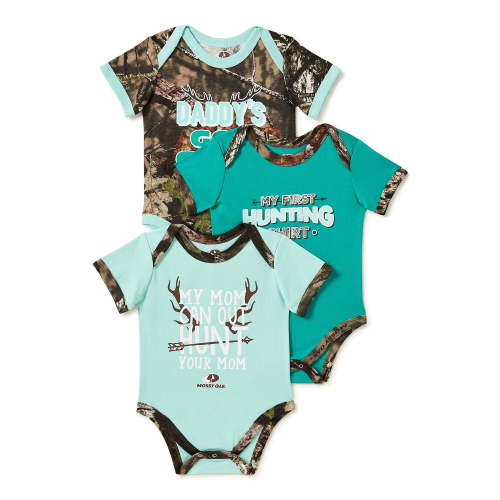 Mossy Oak Baby Boys’ and Baby Girls’ Hunting Creepers, 3-Pack