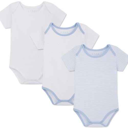 LAKE | Baby | Pima Cotton Pajamas | French Blue Baby Bodysuit Bundle | 3-6 Months