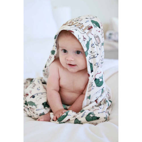 Embroidered Bamboo Hooded Towel in Off the Hook | Caden Lane