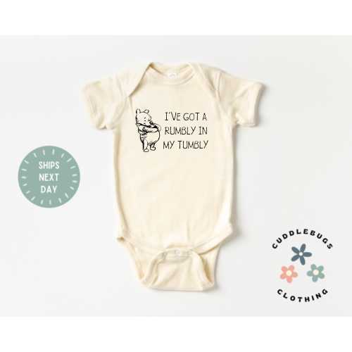 Winnie The Pooh Baby ONESIES® Bodysuit - Cute Pooh Bear Rumbly In My Tumbly Baby ONESIE® - Baby Girl Gift - Baby Boy Gift - Baby Shower Gift