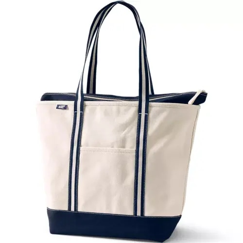 Large 5 Pocket Zip Top Canvas Tote Bag | Lands' End