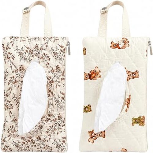 Quilted Baby Wipe Holder Floral Diaper Pouch Portable Quilted Wipes Bag for Car, Stroller (Mixed Floral 3)